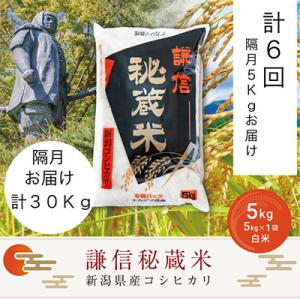 ふるさと納税 上越市 【2ヵ月毎定期便】謙信秘蔵米5kg(精米)全6回