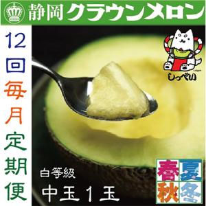 ふるさと納税 磐田市 【毎月定期便】クラウンメロン(白等級)中玉1玉・12ヵ月毎月お届け全12回