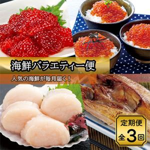 ふるさと納税 八雲町 【毎月定期便】海鮮バラエティ便(いくら330g&amp;筋子440g・ホッケ5枚・帆立...