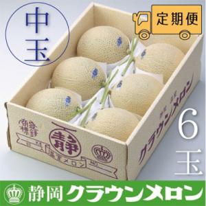 ふるさと納税 袋井市 【毎月定期便】クラウンメロン(白等級)中玉6玉・3ヵ月毎月お届け全3回