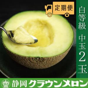 ふるさと納税 袋井市 【毎月定期便】クラウンメロン(白等級)中玉2玉・6ヵ月毎月お届け全6回