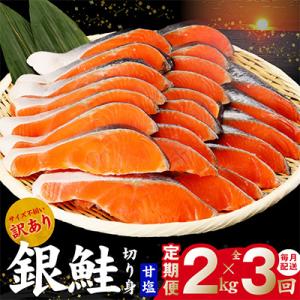 ふるさと納税 泉佐野市 【毎月定期便】銀鮭 切り身 訳あり(サイズ不揃い) 総量 2kg×全3回 0...