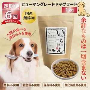 ふるさと納税 泉佐野市 【毎月定期便】国産 無添加 ドッグフード「いのちのごはん」1kg×全6回 099Z332