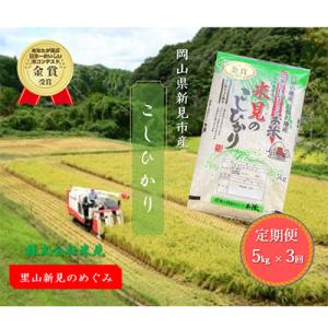 ふるさと納税 新見市 【毎月定期便】里山新見のめぐみ コシヒカリ(精米)　5kg×全3回