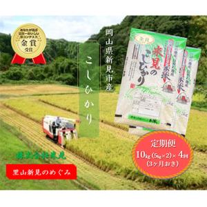 ふるさと納税 新見市 【3ヵ月毎定期便】里山新見のめぐみ コシヒカリ(精米)　10kg(5kg×2)...