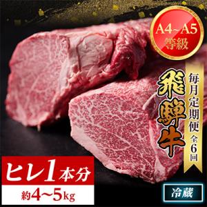 ふるさと納税 羽島市 【毎月定期便】飛騨牛 ヒレ1本(約4〜5kg)【シャトーブリアン&ヒレ】冷蔵便全6回