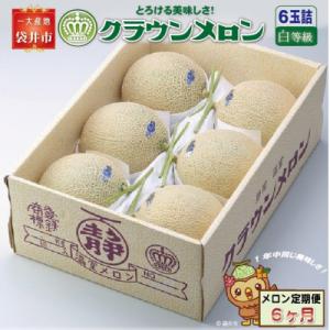 ふるさと納税 袋井市 【毎月定期便】クラウンメロン(白等級)6玉詰　全6回