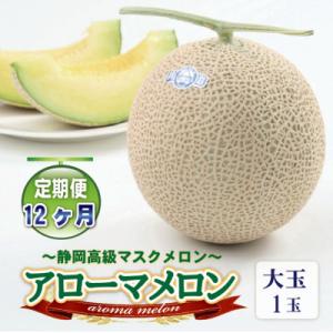 ふるさと納税 菊川市 【毎月定期便】アローマメロン 白等級(大玉) 1玉入　全12回