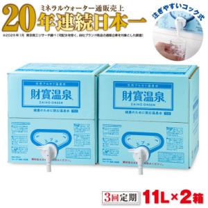 【毎月定期便】天然アルカリ 温泉水 財寶温泉 11L×2箱(垂水市)全3回