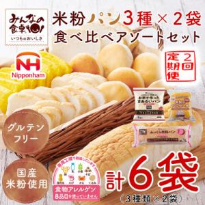 ふるさと納税 酒田市 【毎月定期便】みんなの食卓 米粉パン 食べ比べ 3種セット 各2袋 計6袋 冷...