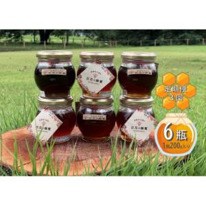 ふるさと納税 下野市 【毎月定期便】日本ミツバチの百花蜂蜜(200g×6瓶)国産100%天然生蜂蜜です。全3回