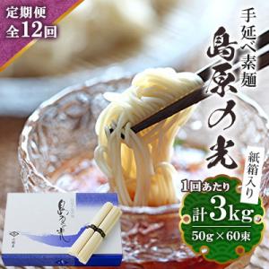 ふるさと納税 南島原市 【毎月定期便】手延べ素麺島原の光紙箱 3kg全12回
