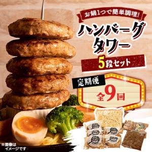 ふるさと納税 帯広市 【毎月定期便】ハンバーグタワーセット 5段(パスタ・ポテト付き)全9回
