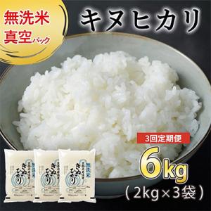 【毎月定期便】無洗米 真空パック 京都丹波産 キヌヒカリ 6kg(2kg×3袋)※お申込後精米全3回