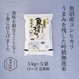 ふるさと納税 南魚沼市 【毎月定期便】【吟精無洗米】南魚沼産コシヒカリ 精米 25kg(5kg×5)全12回