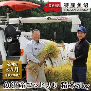 ふるさと納税 魚沼市 2021年10月発送開始『定期便』農家直送!魚沼産コシヒカリ　精米5kg　全3回