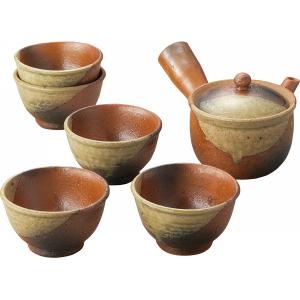 信楽焼 緑豆掛 急須茶器揃 G5‐2709_10set