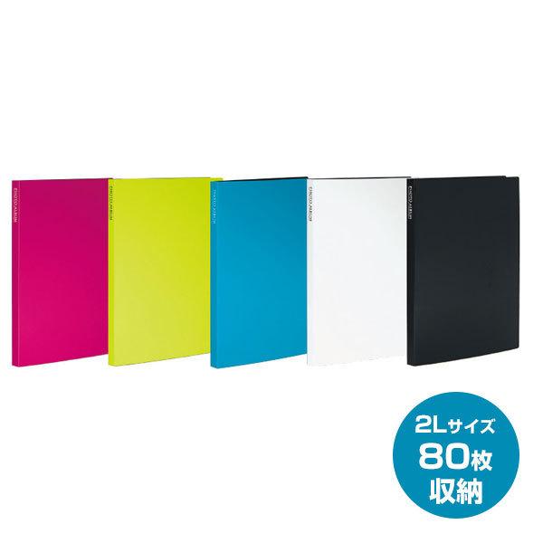 フォトアルバム 高透明 2L 80枚収納 スリップケース付 ピンク ライトグリーン ブルー ホワイト...