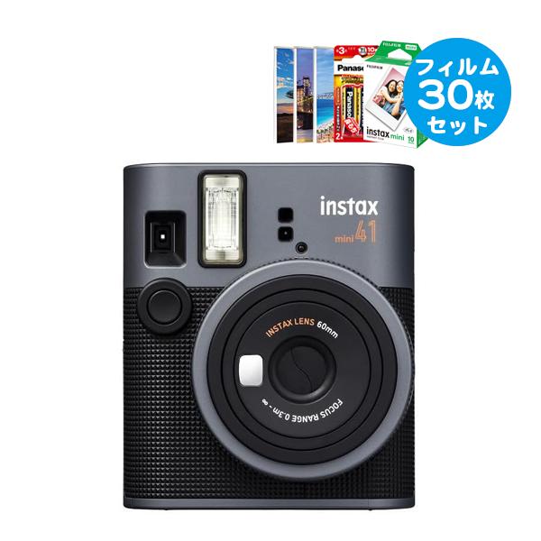 チェキ instax mini 41 本体＆フイルム30枚＆プチカードファイル1冊＆予備電池セット ...