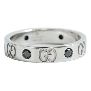 本物 グッチ GUCCI GG アイコンリング ブラックダイヤモンド 6P 750 WG