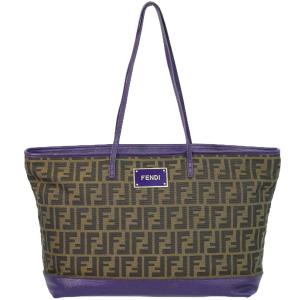 本物 フェンディ FENDI ズッカ トートバッグ ショルダーバッグ キャンバス ブラウン パープル 8BH185｜y-shopping-hirakoba