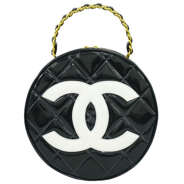 本物 シャネル CHANEL ココマーク マトラッセ バニティバッグ ハンドバッグ パテント レザー...