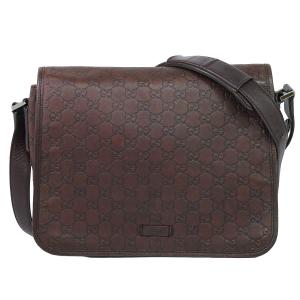 本物 グッチ GUCCI グッチシマ レザー ショルダーバッグ メッセンジャーバッグ ポシェット ブラウン 145844
