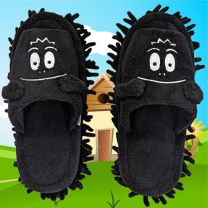 バーバパパ モップ スリッパ 黒 お掃除スリッパ BARBAPAPA