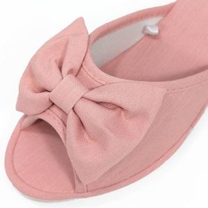 ヒールスリッパ リボン デニム ヒール高4cm...の詳細画像2