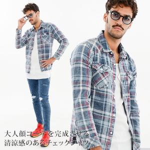 シャツ メンズ 秋 秋服 長袖 チェックシャツ カジュアルシャツ インディゴ サーフ系 ピンク M L 30代 40代 おしゃれ Slowgan 通販 Yahoo ショッピング