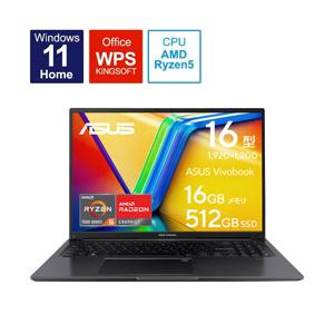 ノートパソコン Vivobook 16 インディーブラック M1605YA-MBR5165BKSW ［16.0型 /Windows11 Home /AMD Ryzen 5 /メモリ：16GB /SSD：512GB /WPS Office /日本…｜y-sofmap