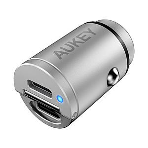 AUKEY(オーキー) カーチャージャー Nano Series 30W Enduro Duo PD3.0 QC3.0 [USB-C 2ポート] AUKEY（オーキー） Silver CC-A4-SV ［2ポート /USB Power Deli…