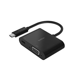 BELKIN 映像変換アダプタ [USB-C オス→メス VGA /USB-Cメス給電 /USB Power Delivery対応 /60W]   AVC001btBK｜y-sofmap