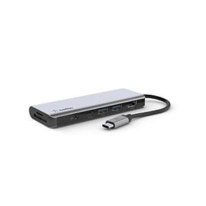 ［USB-C オス→メス カードスロットｘ2 / HDMI /φ3.5mm / USB-Aｘ2 / USB-C］ USB PD対応 100W ドッキングステーション AVC009btSGY｜y-sofmap