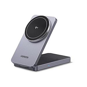UGREEN UGREEN 2-in-1 マグネットワイヤレス充電器 45023  グレー UGR-...