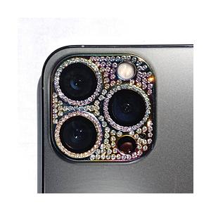 アクロス iPhone 14Pro/14ProMax ラインストーン カメラカバーガラスレインボー