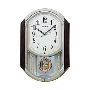 SEIKO からくり時計 【ウェーブシンフォニー】 茶マーブル模様 AM264B ［電波自動受信機能...