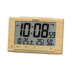 SEIKO 目覚まし時計  薄茶木目 SQ799B ［デジタル /電波自動受信機能有］