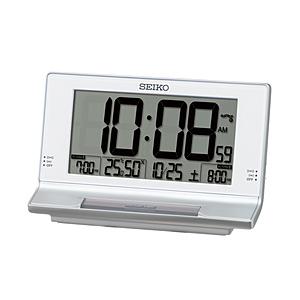SEIKO 目覚まし時計  銀色メタリック SQ322S ［デジタル /電波自動受信機能有］