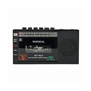 WINTECH MicroSD/USB録音対応モノラルラジカセ  ブラック SCT-R227K ［ワ...