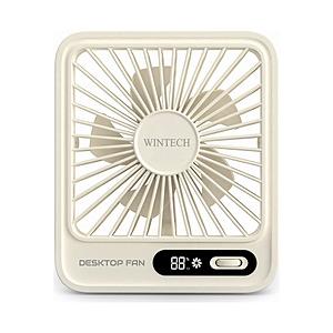 WINTECH ポータブルデスクトップファン 充電池内蔵 サンドベージュ DF-253SQSB