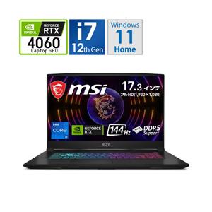 MSI(エムエスアイ) ゲーミングノートパソコン アルティメットノート KATANA-17-B12VFK-038JP[RTX4060]｜y-sofmap