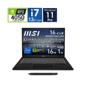 MSI(エムエスアイ) ゲーミングノートパソコン Summit E16 Flip A13V インクブラック Summit-E16Flip-A13VET-309JP[RTX4050]｜y-sofmap