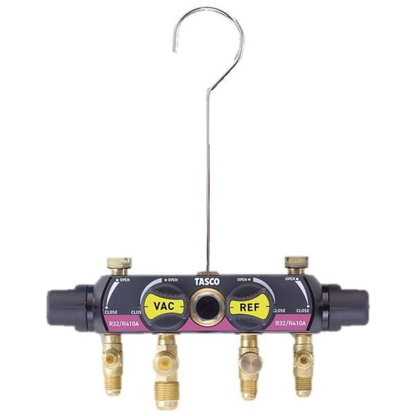 イチネンTASCO R410A・R32用 4バルブゲージマニホールドボディ 1個   TA122FM...