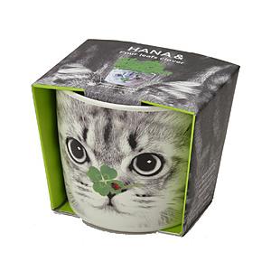 聖新陶芸 ハナ＆アニマルズネコ／四つ葉のクローバー