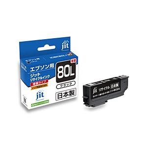 ジット 【リサイクル】 ［エプソン：ICBK80L（ブラック/増量）対応］リサイクルインクカートリッ...