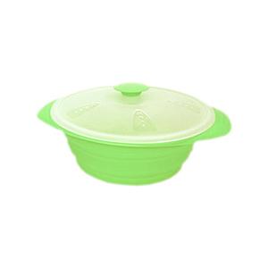河西 シリコン おりたたみキャセロール グリーン ＜AKY5402＞ [約1500ml/電子レンジ対...