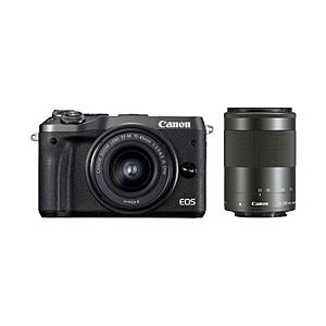 【在庫限り】 Canon(キヤノン) EOS M6 ダブルズームキット ブラック [キヤノンEF-Mマウント] ミラーレス一眼カメラ [振込不可]