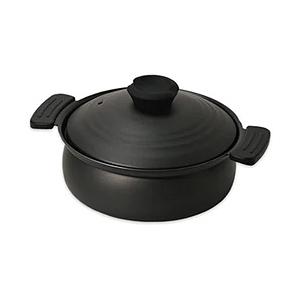 パール金属 軽量ふっ素加工IH対応土鍋風卓上鍋18cm  ブラック HC-463