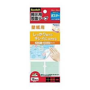 3Mジャパン 3M　スコッチ　掲示用両面テープ　壁紙用　29X29mm　16片入り 8602L